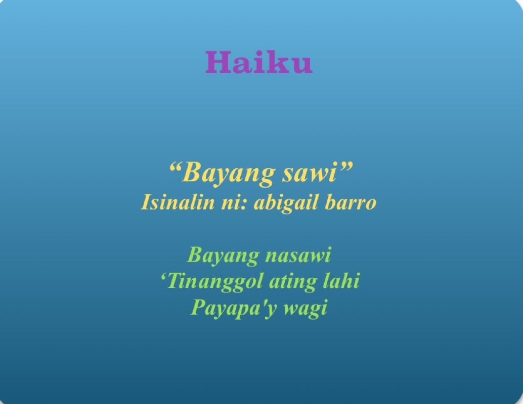 Haiku,tanka at tanaga - Gailianne's Blog